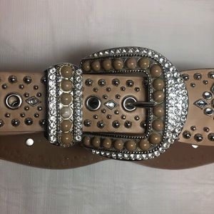 Cara NY Tan Belt with Silver Studs